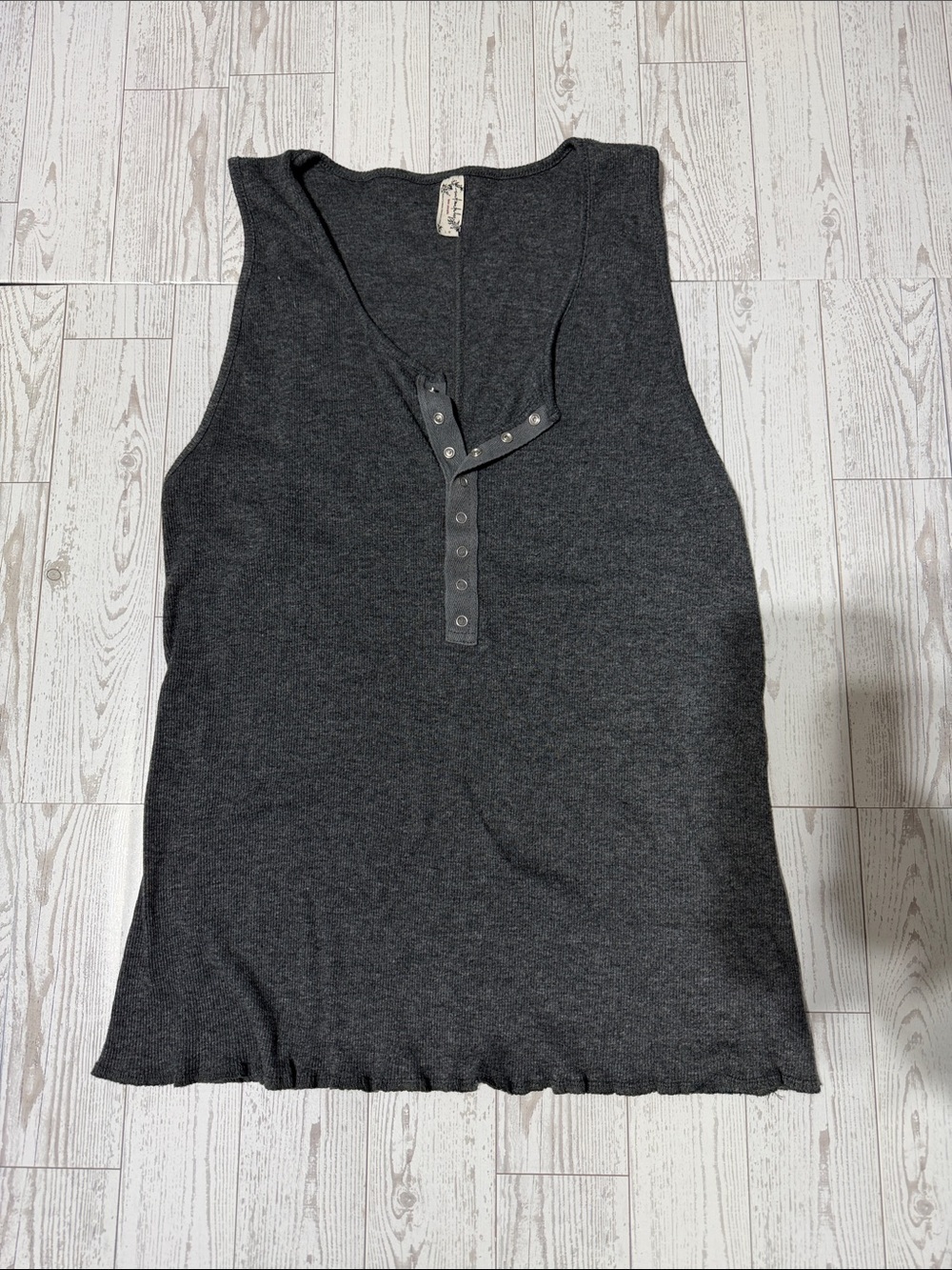 Intimately By Free People Sleeveless Charcoal Snap-Front Tank Top